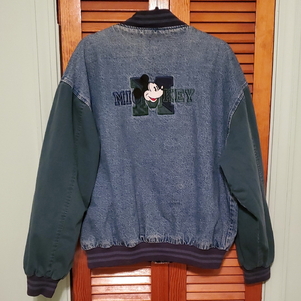 Mickey Mouse Denim and Green Bomber Jacket